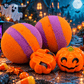Neon Striped Halloween Bath Bomb for Kids with Pumpkin Pullback Racer Toy Inside
