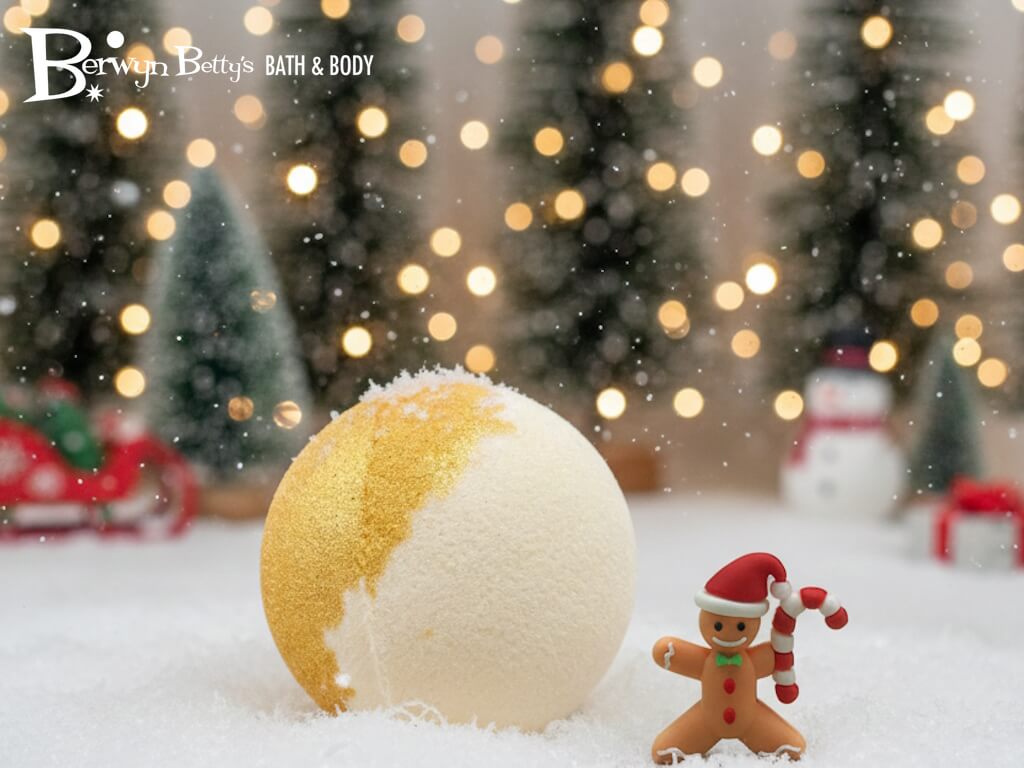 Holiday Stocking Stuffer Kids Bath Bomb with Gingerbread Guy Inside