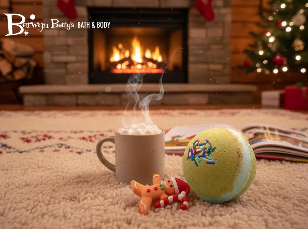 Holiday Stocking Stuffer Kids Bath Bomb with Gingerbread Guy Inside