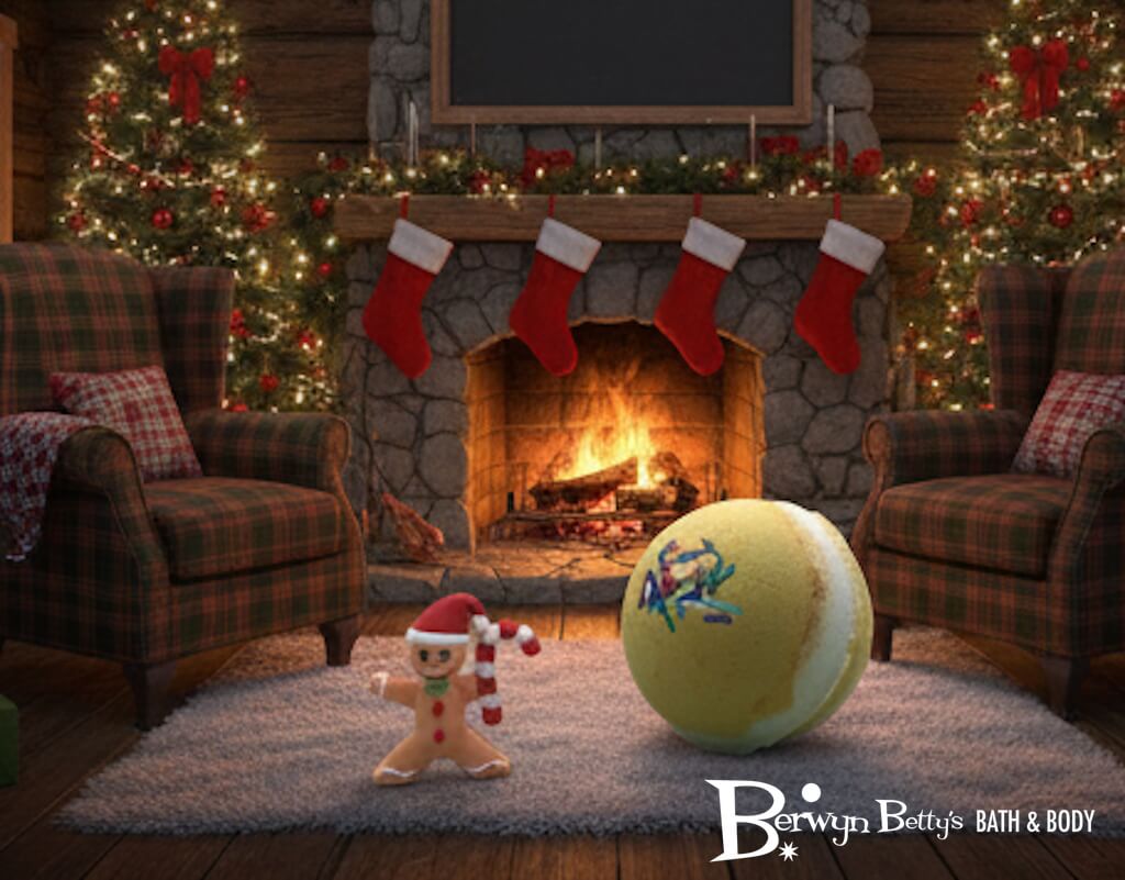 Holiday Stocking Stuffer Kids Bath Bomb with Gingerbread Guy Inside