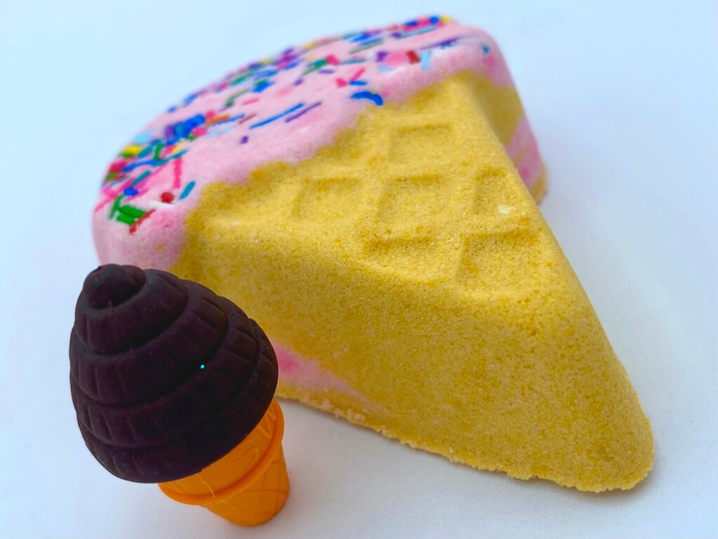 Ice Cream Cone Kids Bath Bomb with Ice Cream Eraser Inside