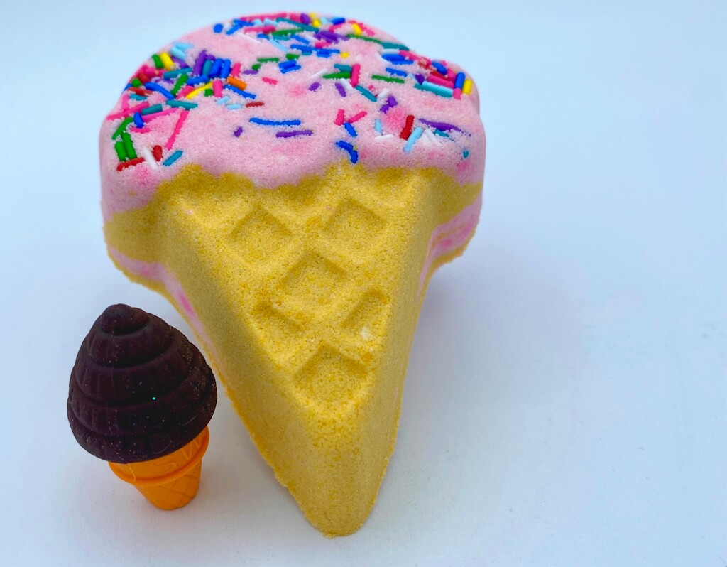 Ice Cream Cone Kids Bath Bomb with Ice Cream Eraser Inside
