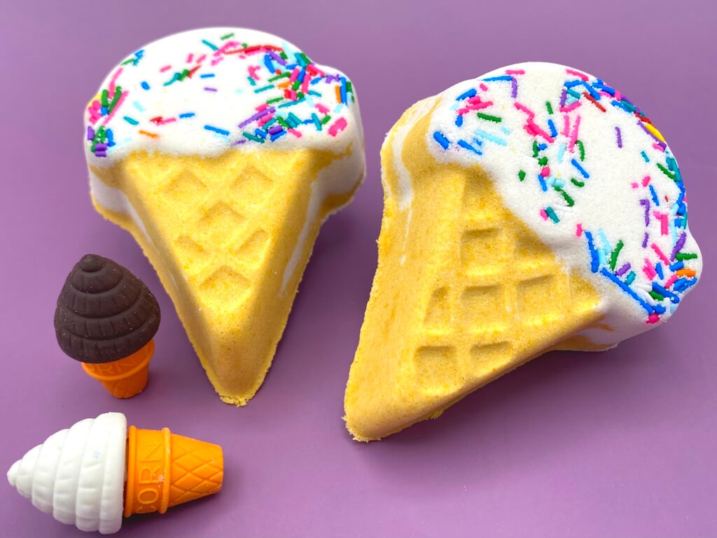 Ice Cream Cone Kids Bath Bomb with Ice Cream Eraser Inside