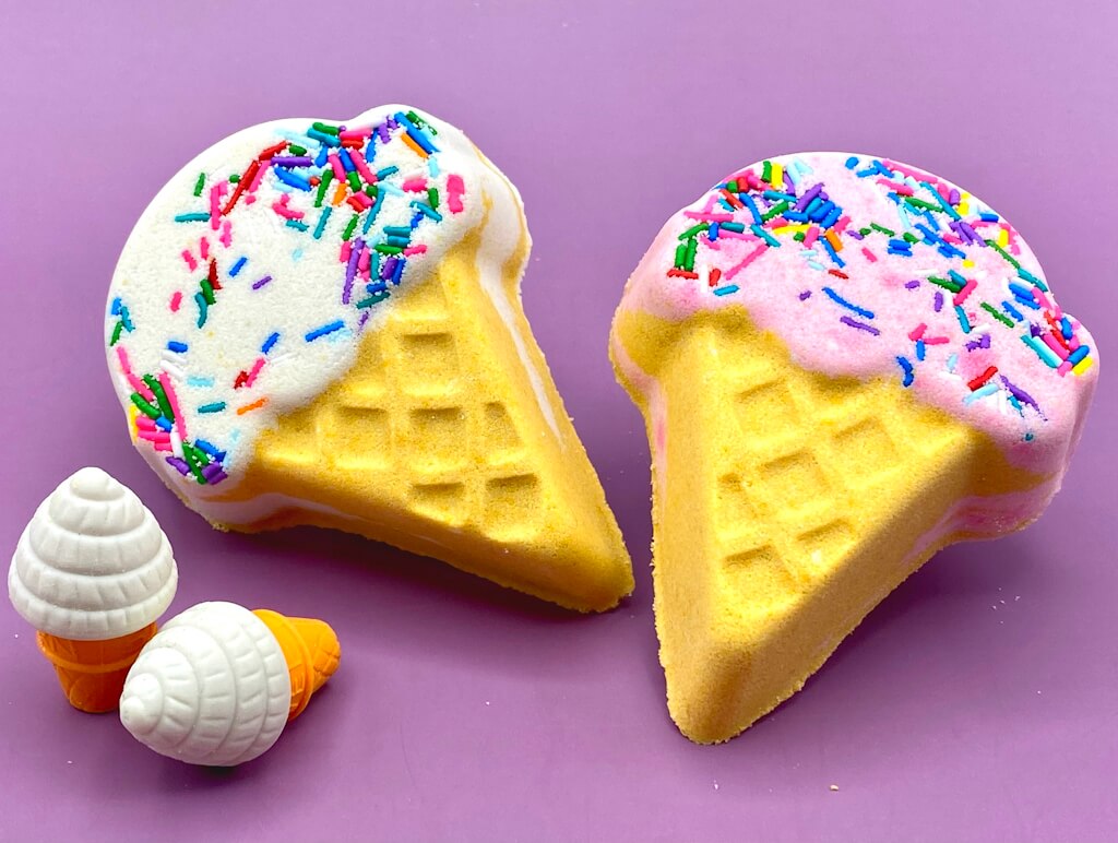 Ice Cream Cone Kids Bath Bomb with Ice Cream Eraser Inside