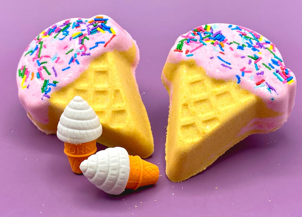 Ice Cream Cone Kids Bath Bomb with Ice Cream Eraser Inside