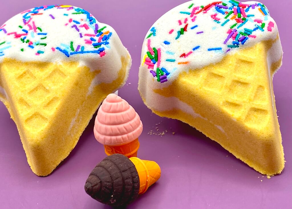 Ice Cream Cone Kids Bath Bomb with Ice Cream Eraser Inside