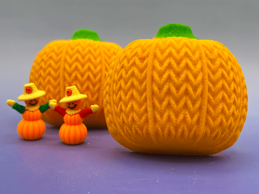 Fall Knitted Pumpkin Bath Bomb for Kids with Pumpkin Character Toy Inside