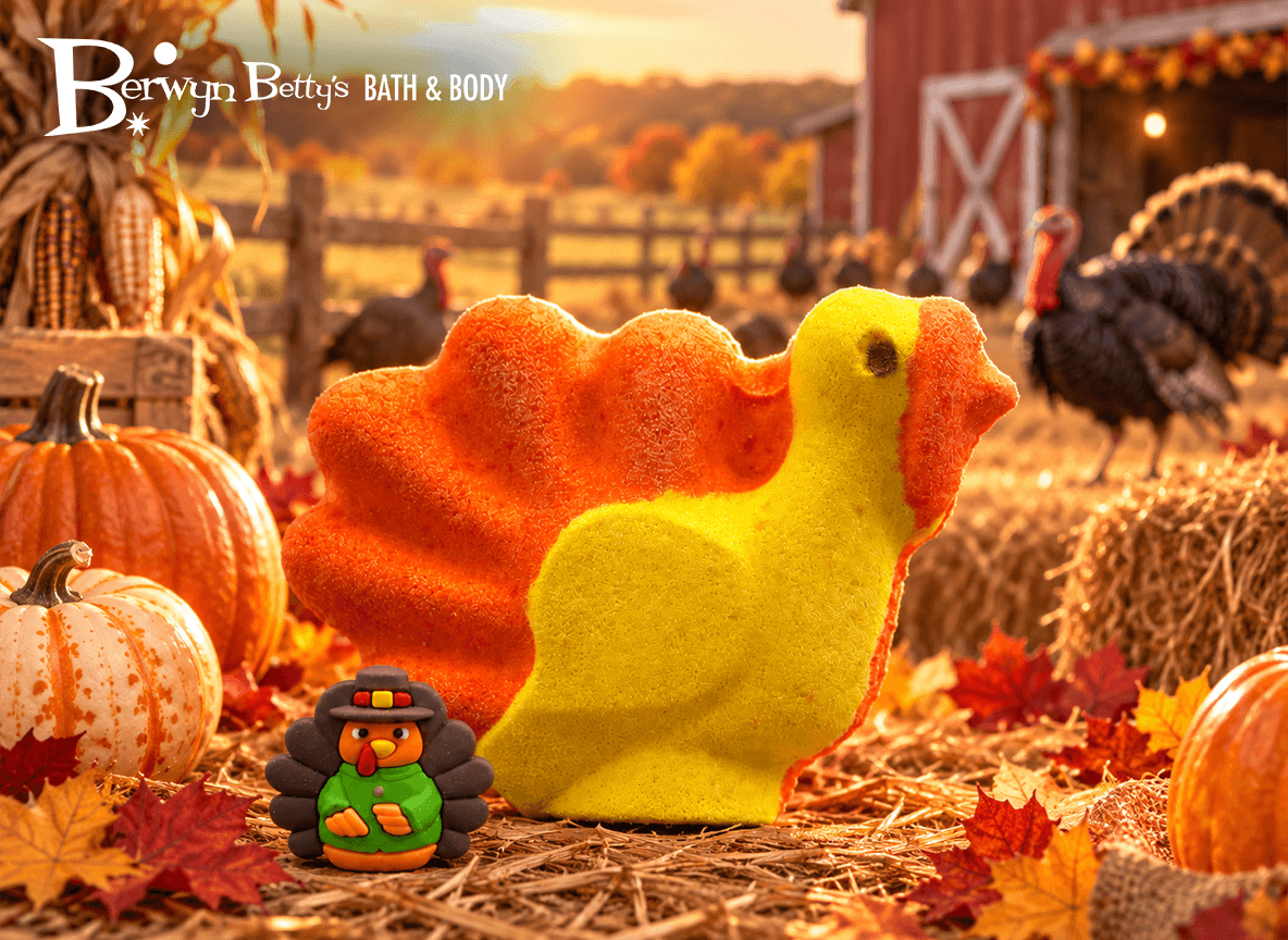 Turkey Bath Bomb for Kids with Cute Turkey Figurine Inside