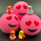 VALENTINE EMOJI Kids Bath Bomb with Duck Figurine Inside