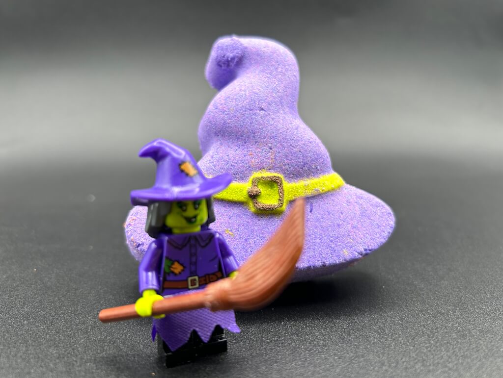 Witch's Hat Kids Bath Bomb with Witch Minifigure Inside