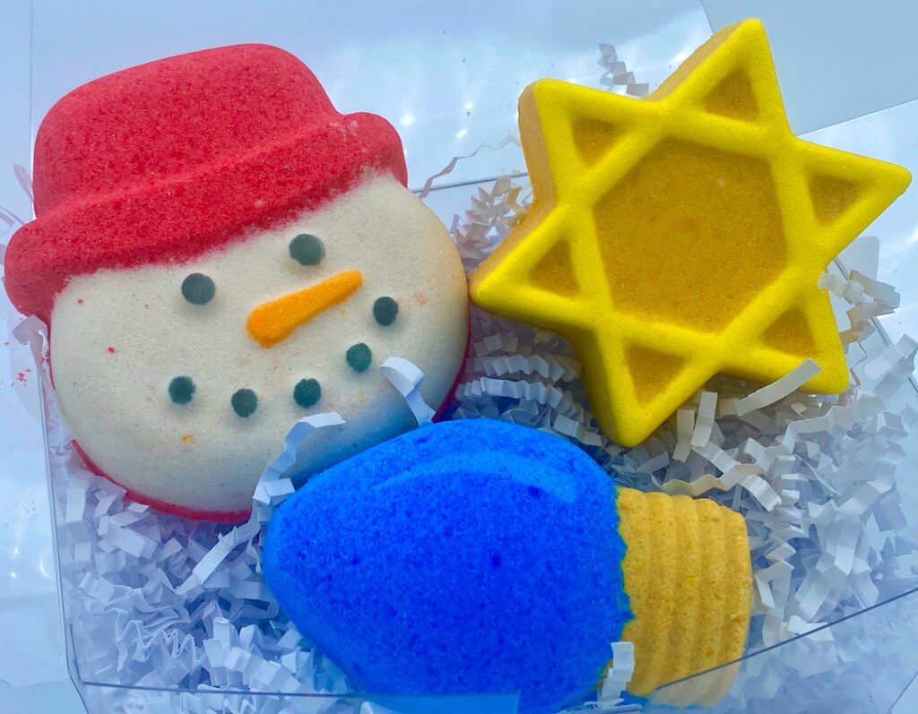 Hanukkah Kids Bath Bomb Gift Box with Toys Inside - 3 ct