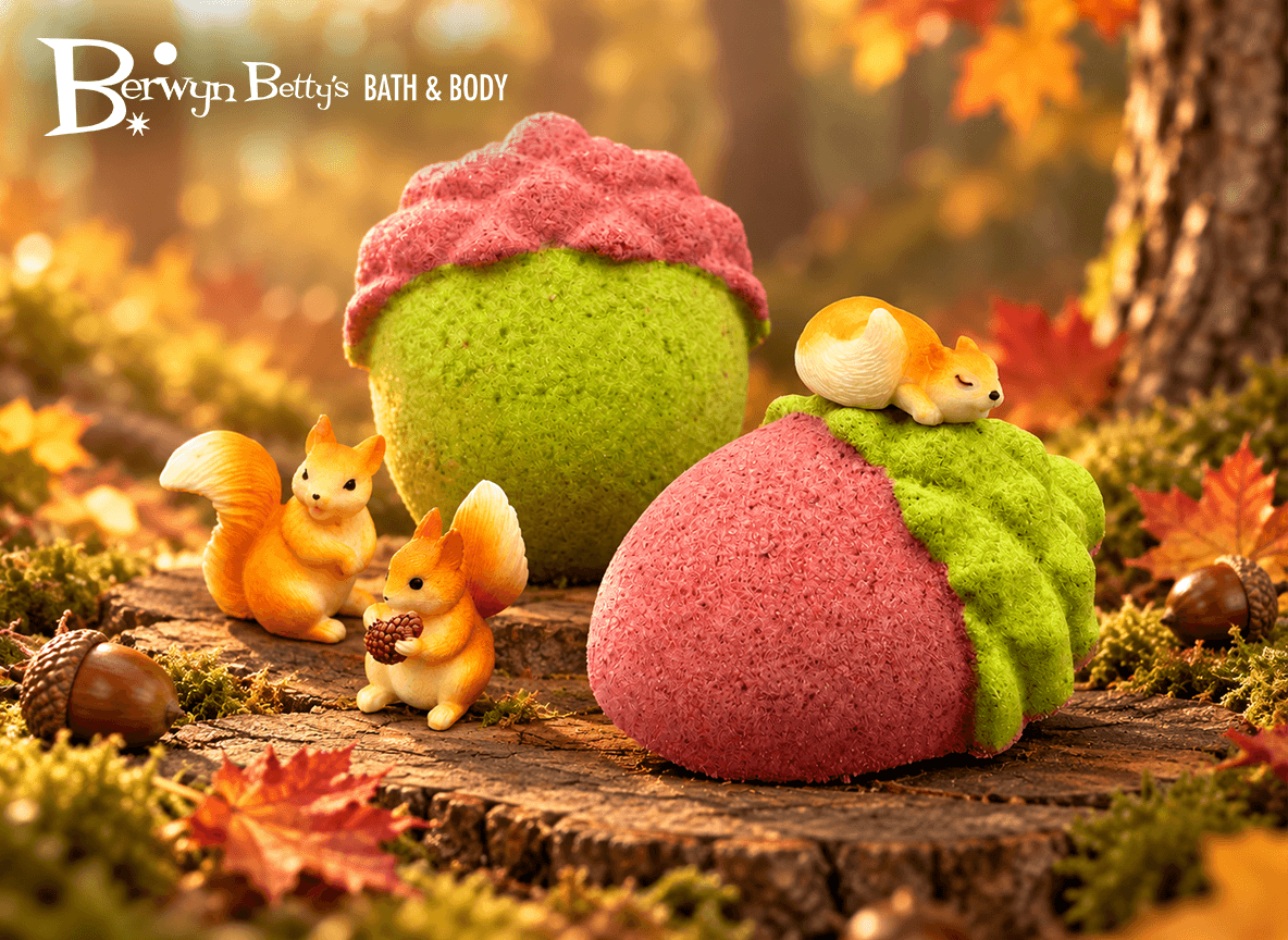 Acorn Bath Bomb for Kids with Squirrel Figure Inside - Berwyn Betty's Bath & Body Shop