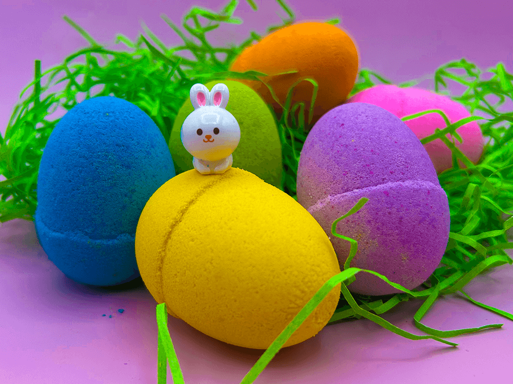 BASICS EASTER EGGS Kids Bath Bombs Carton with Toy Surprises Inside - 6 ct - Berwyn Betty's Bath & Body Shop