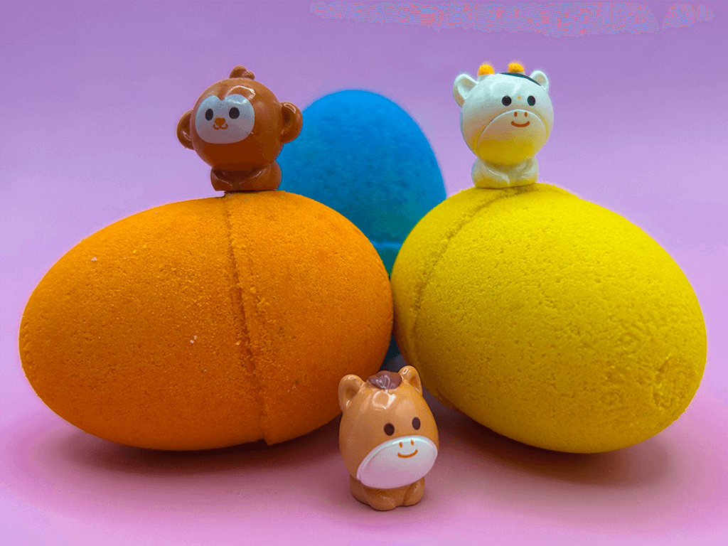 BASICS EASTER EGGS Kids Bath Bombs Carton with Toy Surprises Inside - 6 ct - Berwyn Betty's Bath & Body Shop