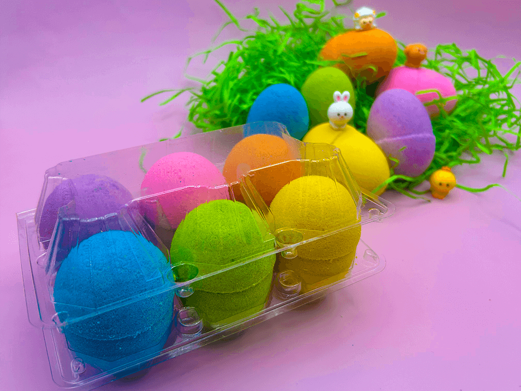 BASICS EASTER EGGS Kids Bath Bombs Carton with Toy Surprises Inside - 6 ct - Berwyn Betty's Bath & Body Shop