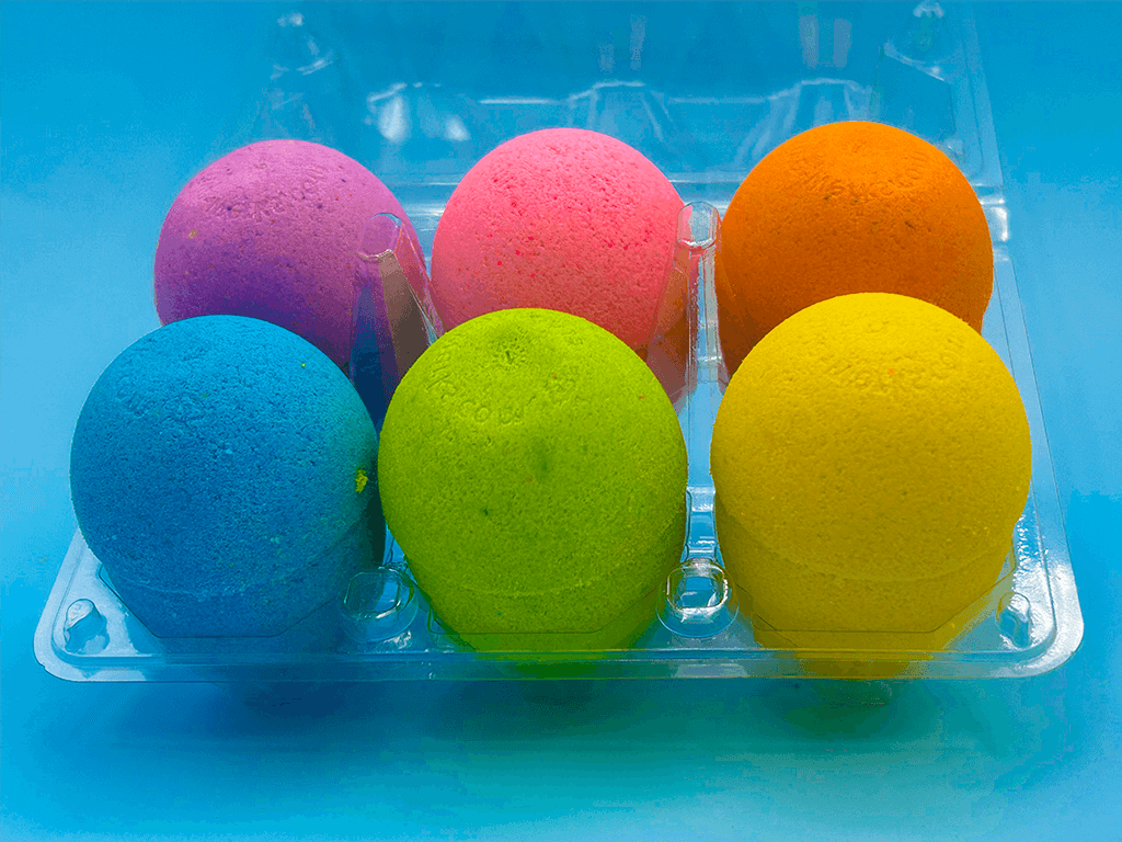 BASICS EASTER EGGS Kids Bath Bombs Carton with Toy Surprises Inside - 6 ct - Berwyn Betty's Bath & Body Shop