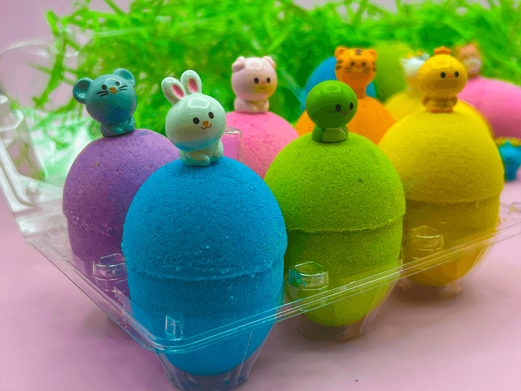 BASICS EASTER EGGS Kids Bath Bombs Carton with Toy Surprises Inside - 6 ct - Berwyn Betty's Bath & Body Shop