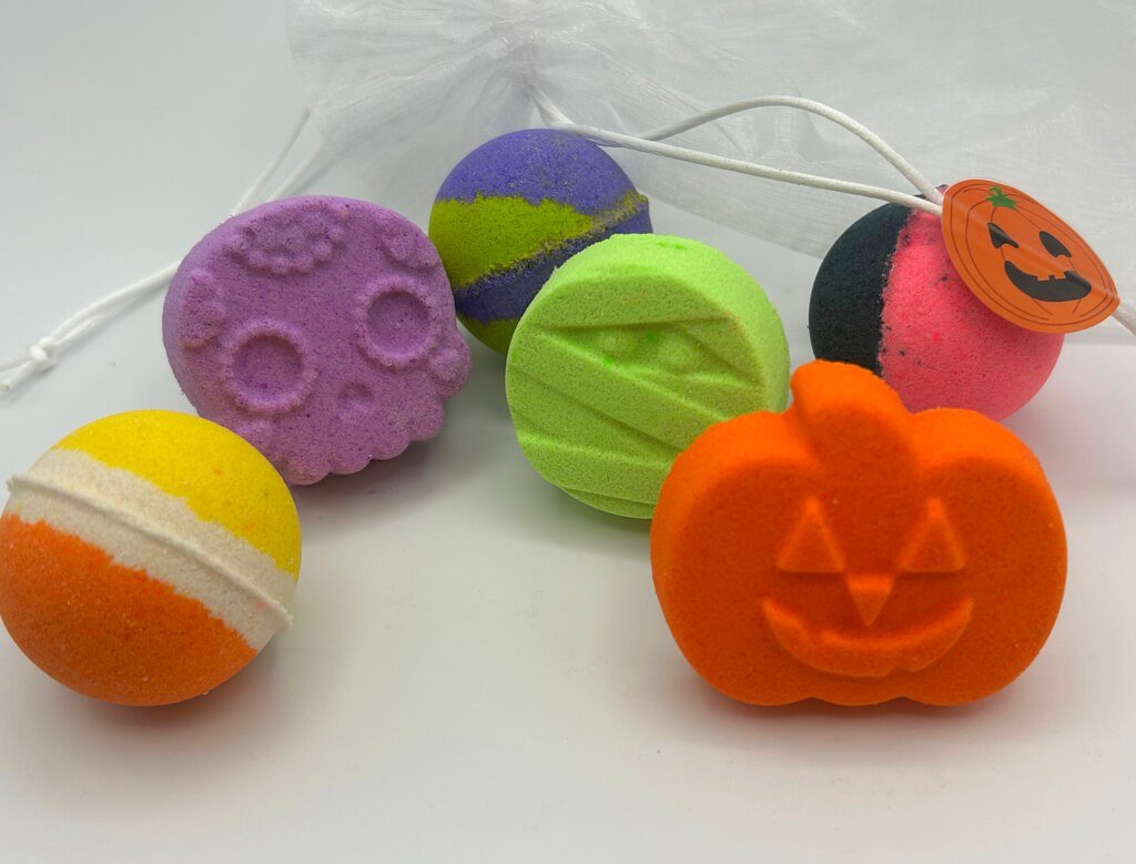 BASICS HALLOWEEN Kids Bath Bomb Bag with Toy Surprises Inside - 6 ct - Berwyn Betty's Bath & Body Shop