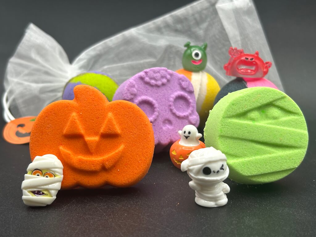 BASICS HALLOWEEN Kids Bath Bomb Bag with Toy Surprises Inside - 6 ct - Berwyn Betty's Bath & Body Shop