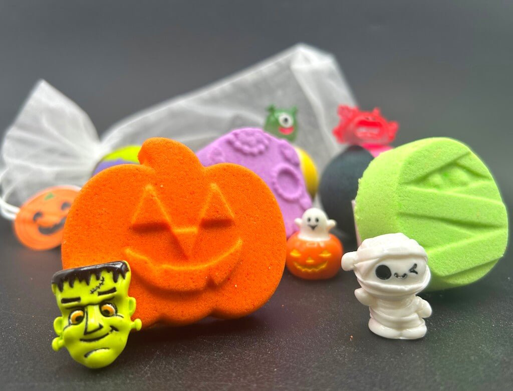 BASICS HALLOWEEN Kids Bath Bomb Bag with Toy Surprises Inside - 6 ct - Berwyn Betty's Bath & Body Shop