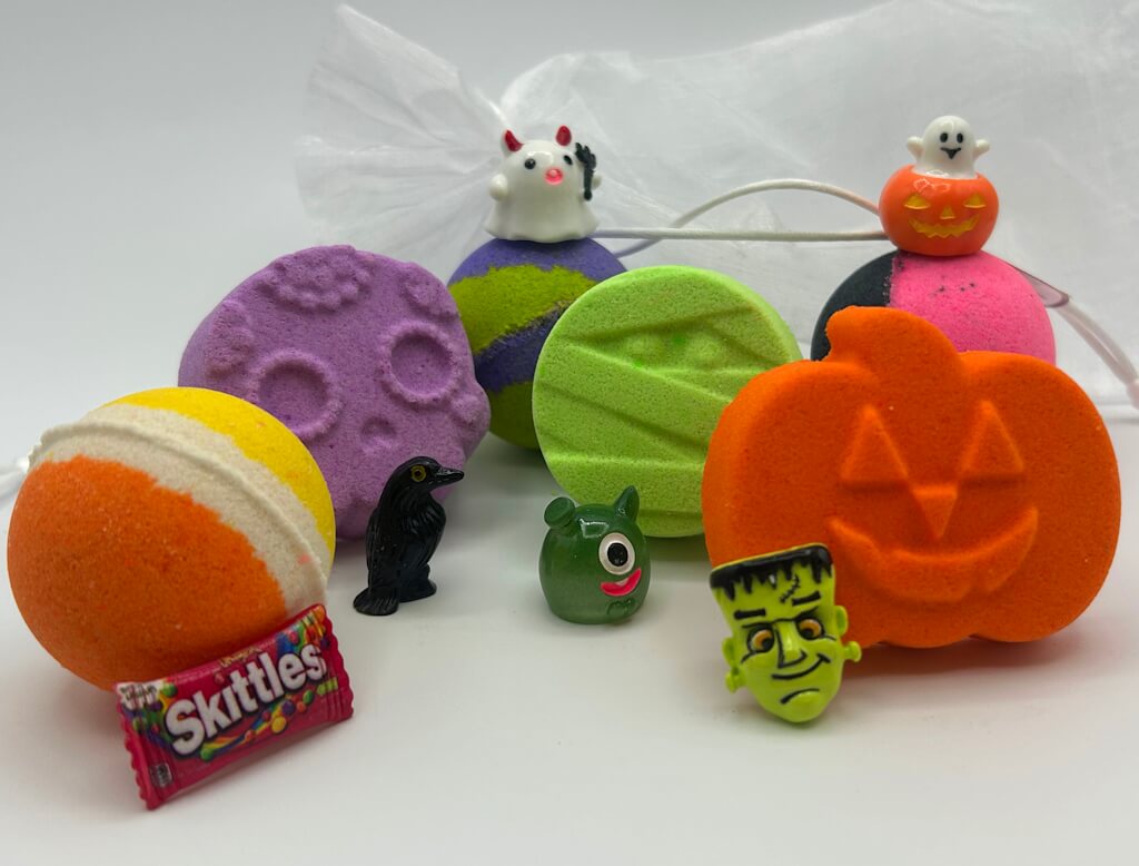 BASICS HALLOWEEN Kids Bath Bomb Bag with Toy Surprises Inside - 6 ct - Berwyn Betty's Bath & Body Shop