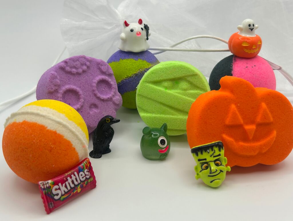 BASICS HALLOWEEN Kids Bath Bomb Bag with Toy Surprises Inside - 6 ct - Berwyn Betty's Bath & Body Shop