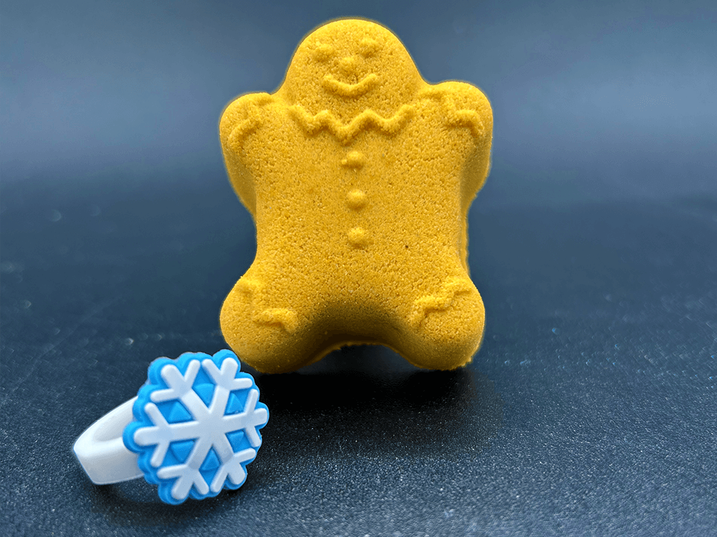 BASICS Holiday Gingerbread Guy Bath Bomb with Christmas Surprise - Berwyn Betty's Bath & Body Shop