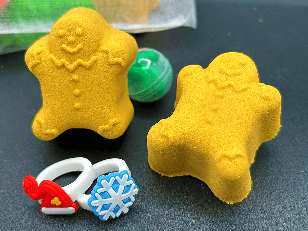 BASICS Holiday Gingerbread Guy Bath Bomb with Christmas Surprise - Berwyn Betty's Bath & Body Shop