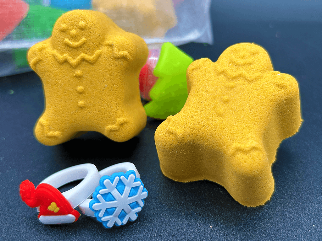 BASICS Holiday Gingerbread Guy Bath Bomb with Christmas Surprise - Berwyn Betty's Bath & Body Shop