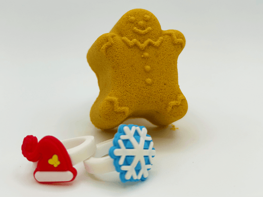 BASICS Holiday Gingerbread Guy Bath Bomb with Christmas Surprise - Berwyn Betty's Bath & Body Shop