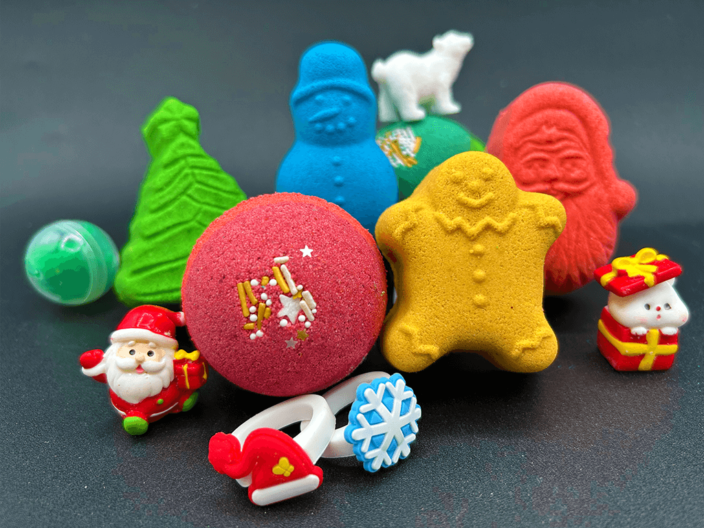 BASICS HOLIDAY ORNAMENTS Kids Bath Bomb Bag with Toy Surprises Inside - 6 ct - Berwyn Betty's Bath & Body Shop