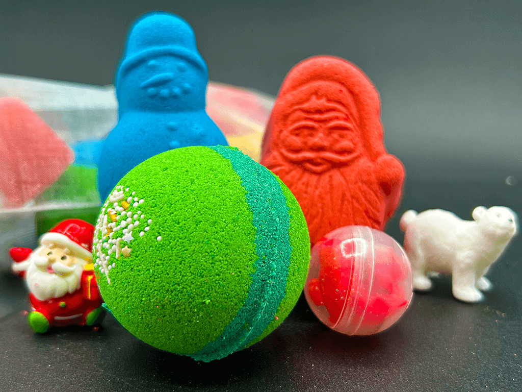 BASICS HOLIDAY ORNAMENTS Kids Bath Bomb Bag with Toy Surprises Inside - 6 ct - Berwyn Betty's Bath & Body Shop