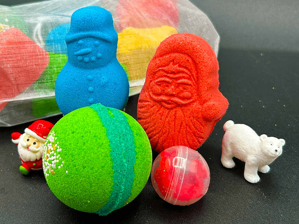 BASICS HOLIDAY ORNAMENTS Kids Bath Bomb Bag with Toy Surprises Inside - 6 ct - Berwyn Betty's Bath & Body Shop