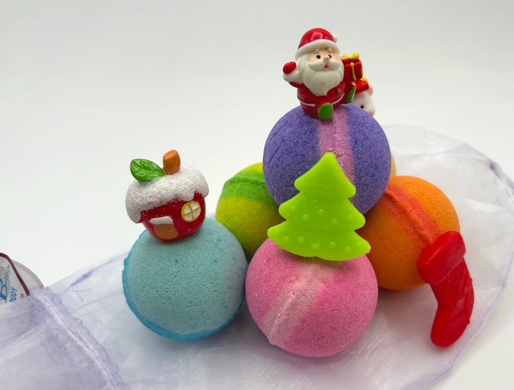 BASICS HOLIDAY ORNAMENTS Ornaments Kids Bath Bomb Bag with Christmas Surprises Inside - 6 ct - Berwyn Betty's Bath & Body Shop