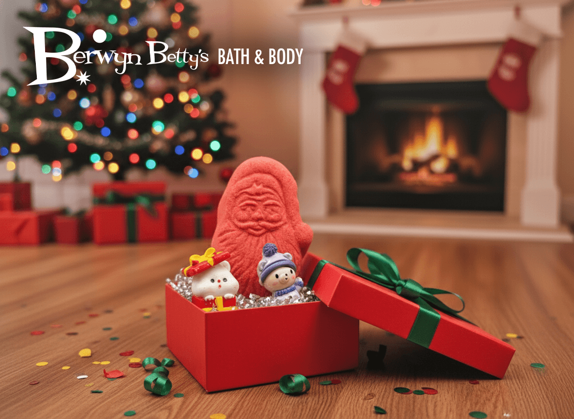 BASICS Holiday Santa Kids Bath Bomb with Christmas Surprise Inside - Berwyn Betty's Bath & Body Shop