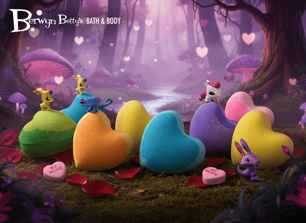 BASICS MINI HEART Kids Bath Bomb with Animal Jams Toy Inside - Berwyn Betty's Bath & Body Shop