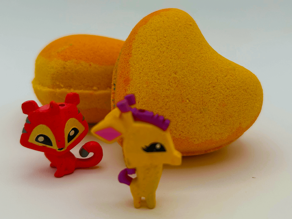 BASICS MINI HEART Kids Bath Bomb with Animal Jams Toy Inside - Berwyn Betty's Bath & Body Shop