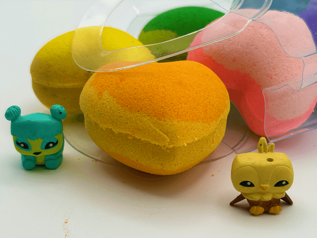 BASICS MINI HEARTS Kids Bath Bombs with Animal Toys in Each in Gift Bag - 6 ct - Berwyn Betty's Bath & Body Shop