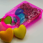 BASICS MINI HEARTS Kids Bath Bombs with Animal Toys in Each in Gift Bag - 6 ct - Berwyn Betty's Bath & Body Shop