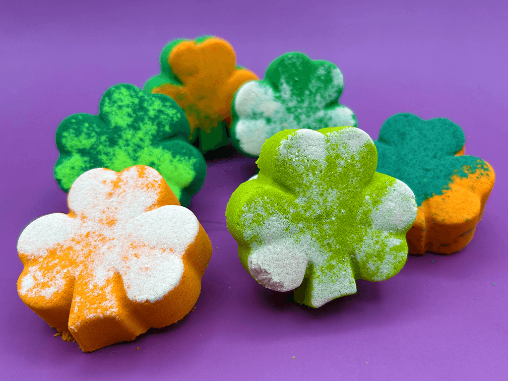 BASICS St Patrick Mini Shamrock Kids Bath Bomb Gift Bag with Surprise Animal Figure Inside - 6 Pack - Berwyn Betty's Bath & Body Shop