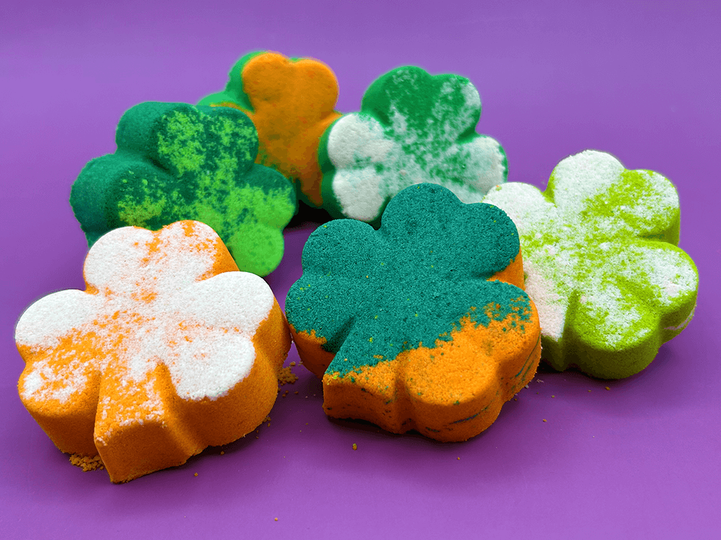 BASICS St Patrick Mini Shamrock Kids Bath Bomb Gift Bag with Surprise Animal Figure Inside - 6 Pack - Berwyn Betty's Bath & Body Shop