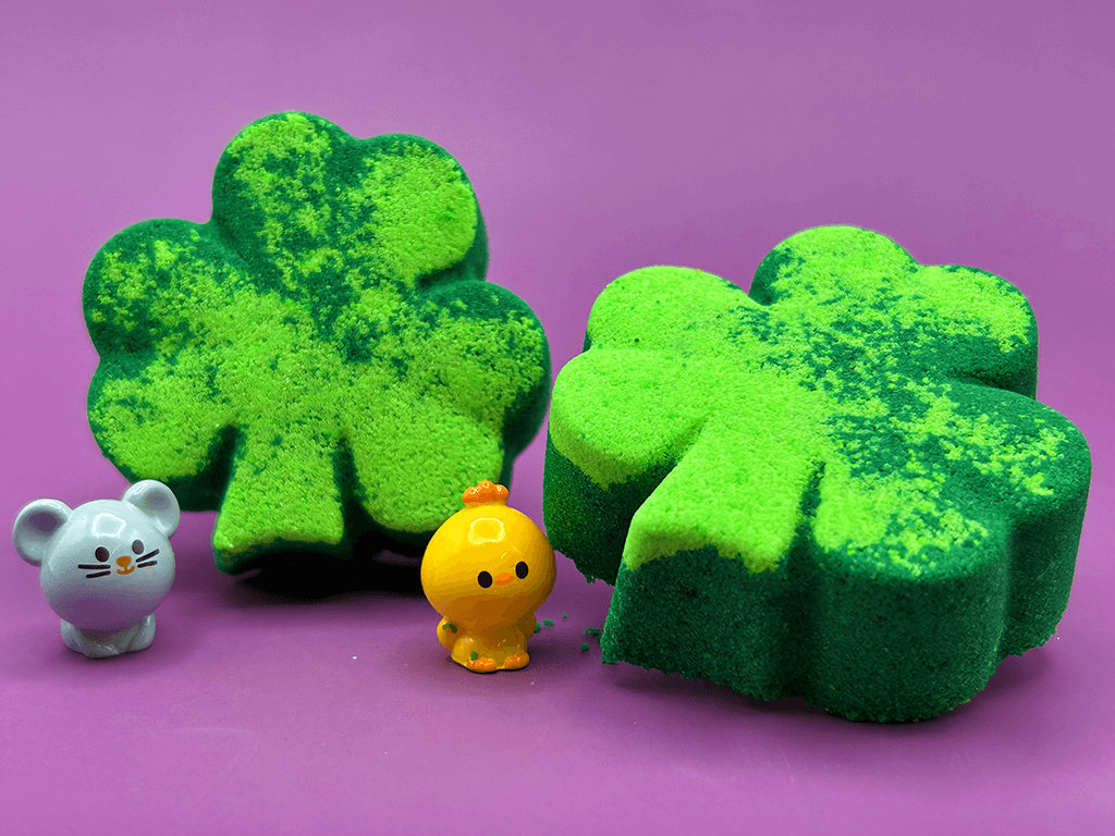 BASICS St Patrick Mini Shamrock Kids Bath Bomb Gift Bag with Surprise Animal Figure Inside - 6 Pack - Berwyn Betty's Bath & Body Shop
