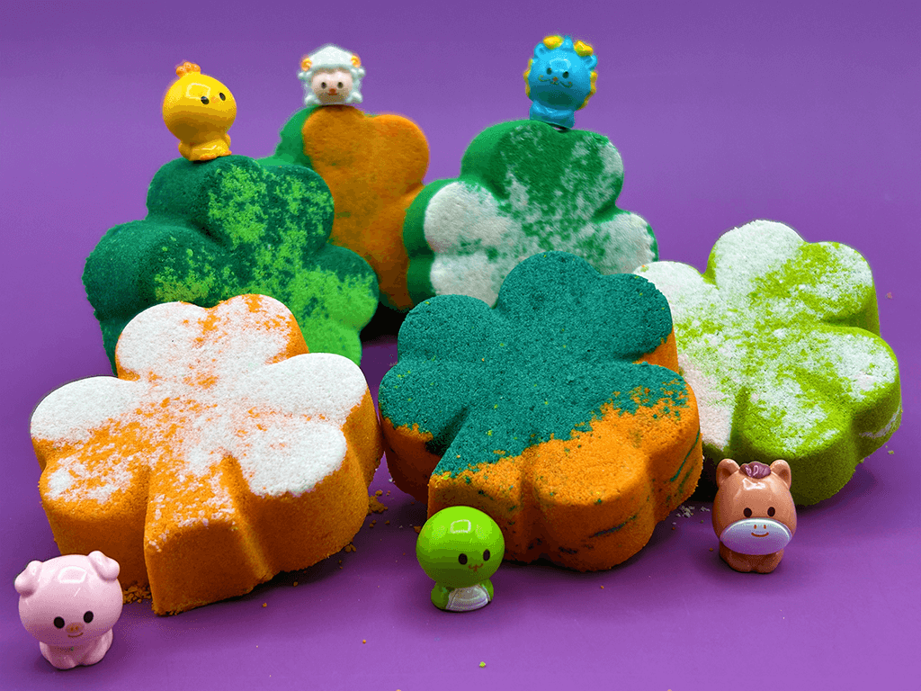 BASICS St Patrick Mini Shamrock Kids Bath Bomb with Surprise Animal Figure Inside - Berwyn Betty's Bath & Body Shop