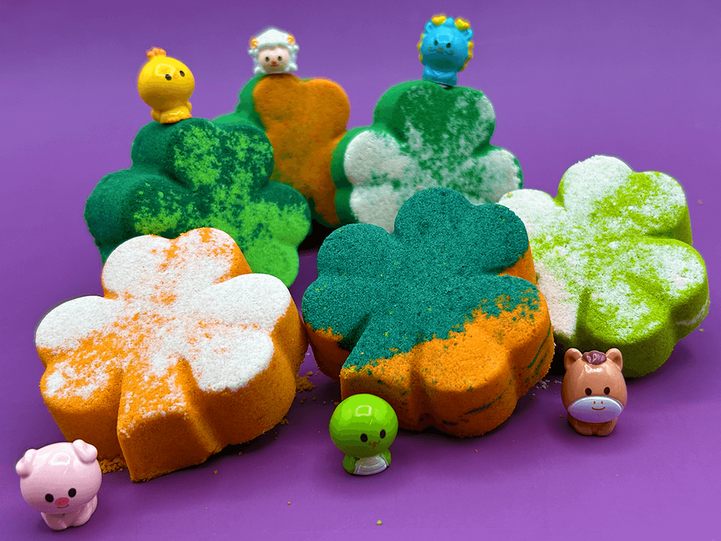 BASICS St Patrick Mini Shamrock Kids Bath Bomb with Surprise Animal Figure Inside - Berwyn Betty's Bath & Body Shop