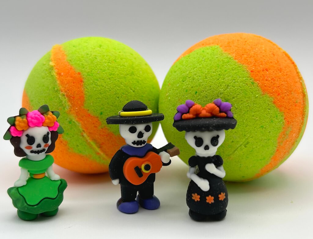 Bath Bomb with Day of the Dead Figure Inside - Berwyn Betty's Bath & Body Shop