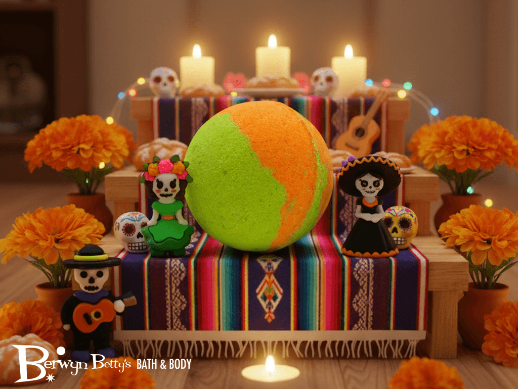 Bath Bomb with Day of the Dead Figure Inside - Berwyn Betty's Bath & Body Shop