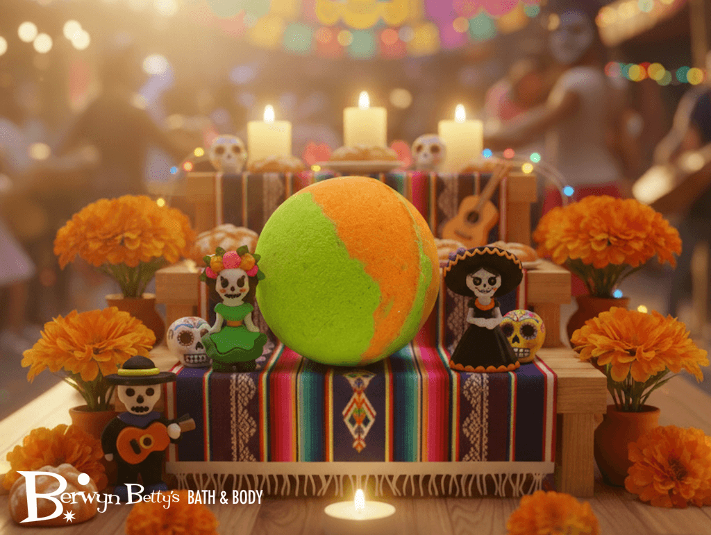 Bath Bomb with Day of the Dead Figure Inside - Berwyn Betty's Bath & Body Shop