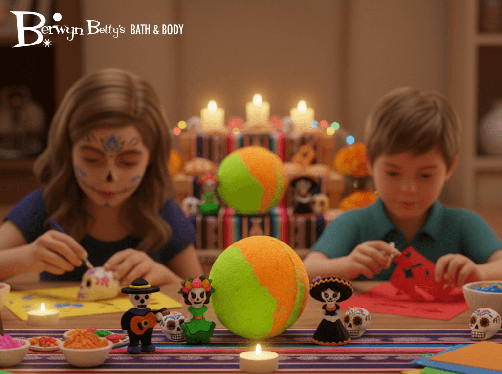 Bath Bomb with Day of the Dead Figure Inside - Berwyn Betty's Bath & Body Shop