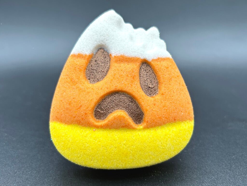 Bitten Candy Corn Kids Bath Bomb with Zombie Mini Figurine Inside - Berwyn Betty's Bath & Body Shop