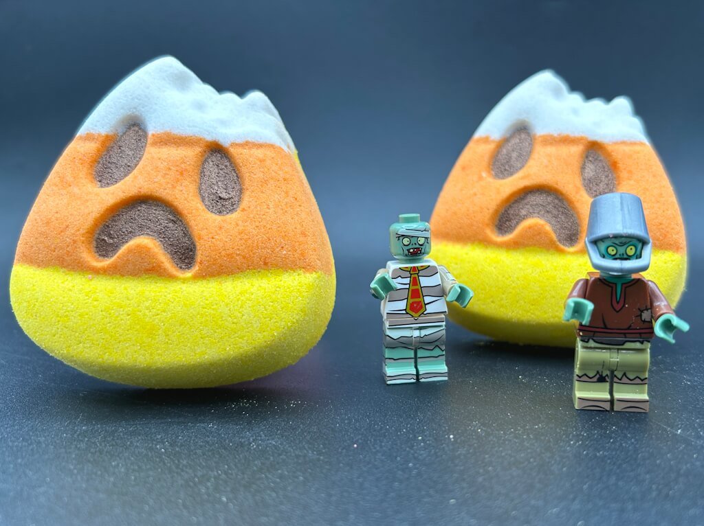 Bitten Candy Corn Kids Bath Bomb with Zombie Mini Figurine Inside - Berwyn Betty's Bath & Body Shop